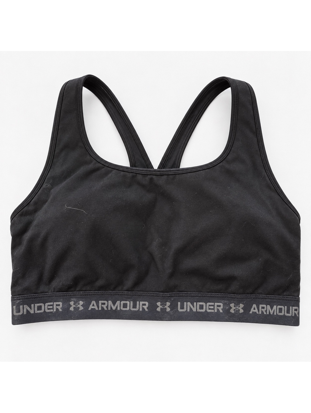 Under Armour Sports Bra Women’s XL Black Gray Logo Band Compression